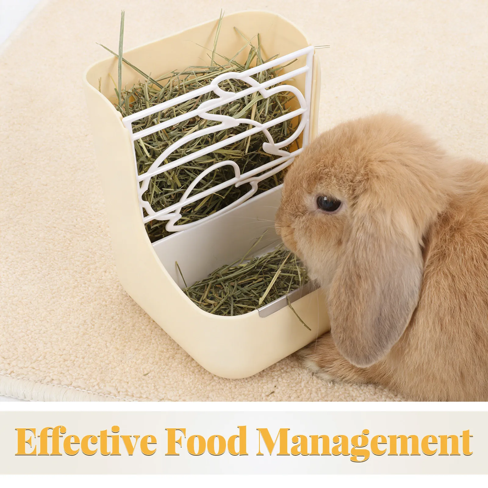 Rabbit Hay Feeder 2-in-1 Removable Adjustable Grass Rack Food Bowl for Bunnies Guinea Pigs Chinchillas Cage Accessories view 2