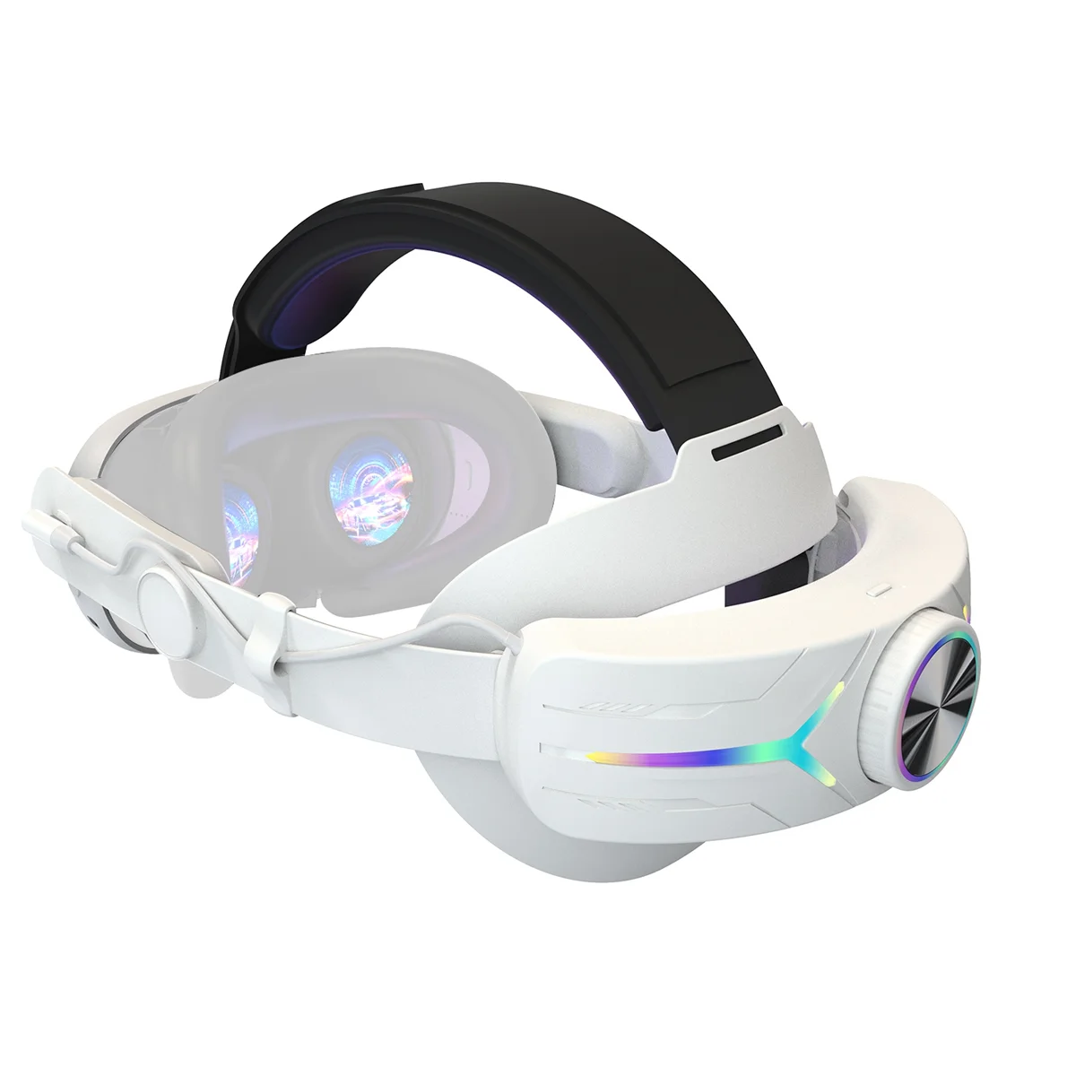 Elite Head Strap with RGB Light for Meta Quest 3 VR Accessories+8000Mah Battery Comfortable Head Strap Pure White