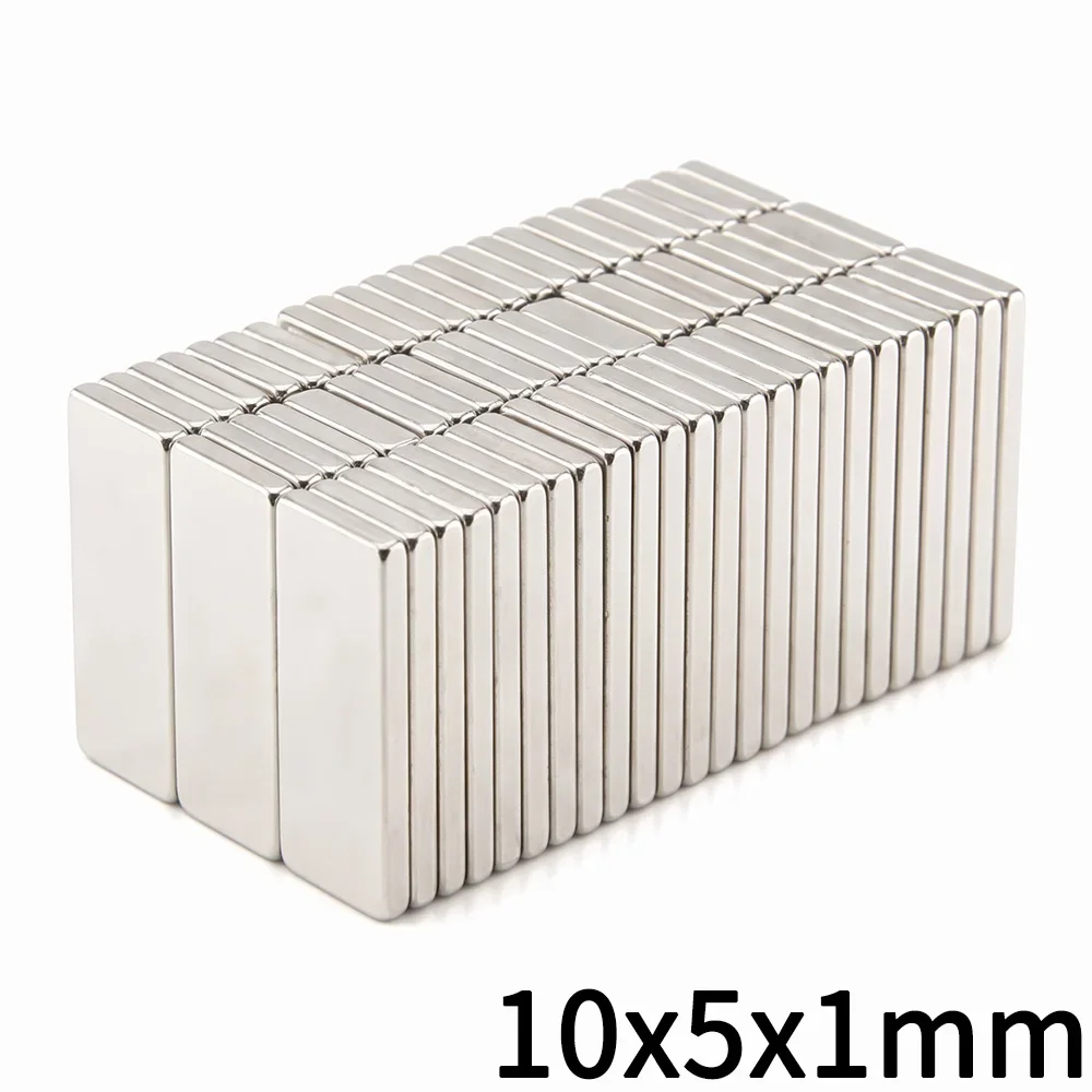 50/100Pcs 10x5x1 Block Neodymium Magnet Super Powerful Magnetic Imanes for Fridge DIY Building Craft 10mmX5mmX1mm Rectangular