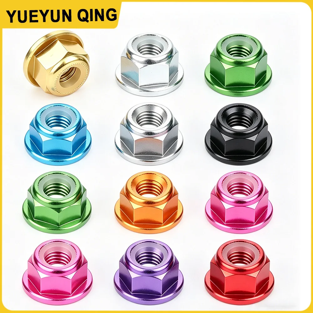 Aluminum Alloy Flange Lock Nut M2M2.5M3M4M5M6M8 Anodized Colourful Nylon Insert Self-Locking Lock Nuts for RC FPV Racing Drone