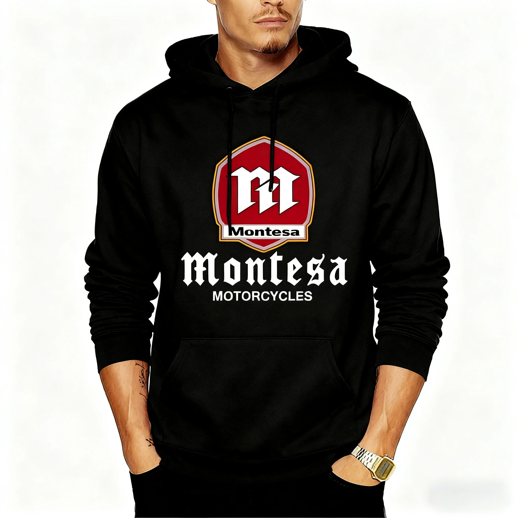

Men's 3D Print Montesa Motorcycle Hoodie Outdoor Street Fashion Long Sleeve Hooded Top Vintage Design Casual Comfortable Clothes