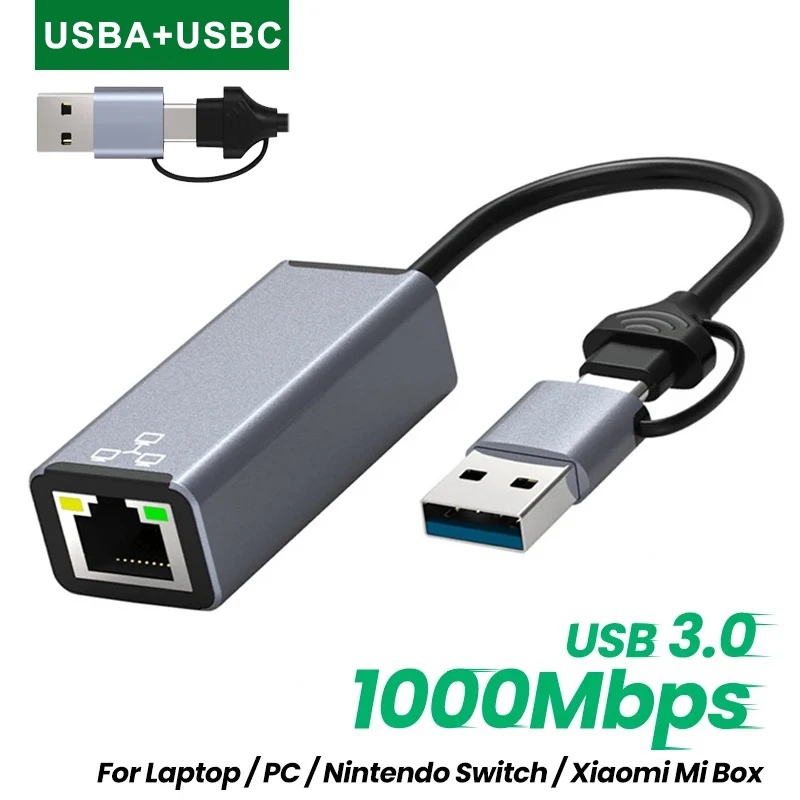 Adaptor Ethernet USB 2500M, kartu jaringan USB 1000/100Mbps USB3.0/2.0 ke RJ45 Lan untuk Laptop PC Windows Xiaomi Mi Box Nintendo Switch