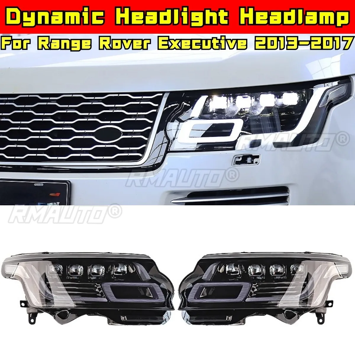Dynamic Headlight Headlamp Daytime Running Light Low High Beam Chin Body Kit For Range Rover Executive 2013-2017 Car Accessories