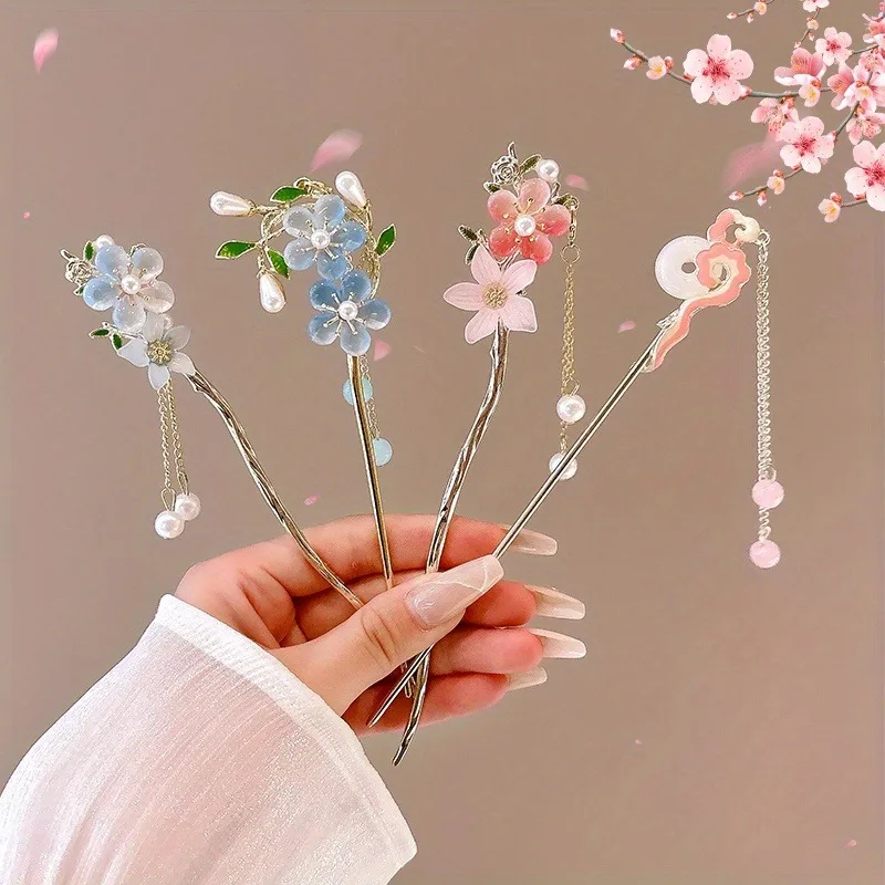 Elegant Chinese Style Hairpin Sweet Resin Alloy Hair Stick Daily Long Skirt Matching Women's Jewelry Hair Accessory Hair Needles