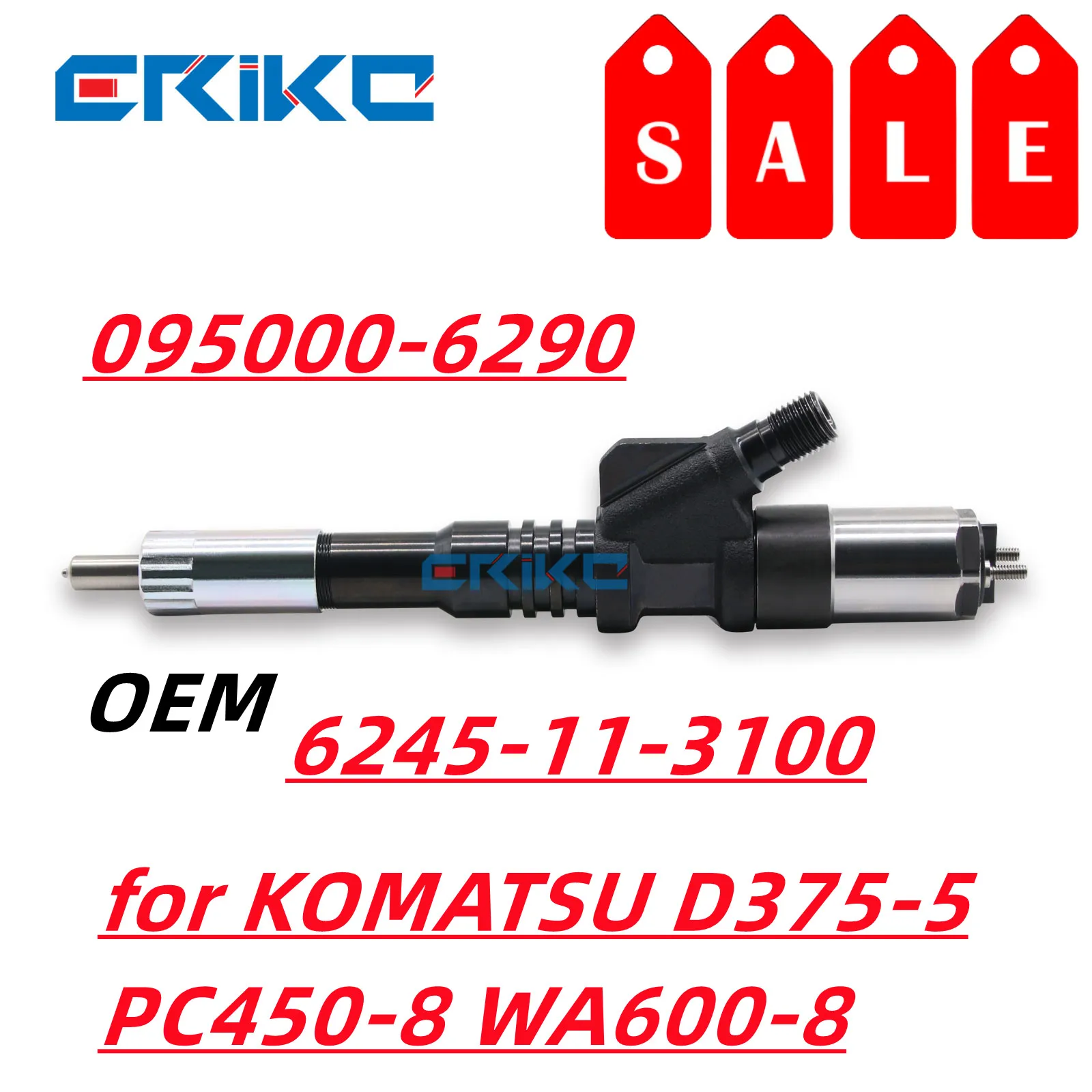 6245-11-3100 095000-6291 Common Rail Inyector 095000-6290 Diesel Fuel Injector Nozzle for DENSO Komatsu 6D170 Engine 6245113100