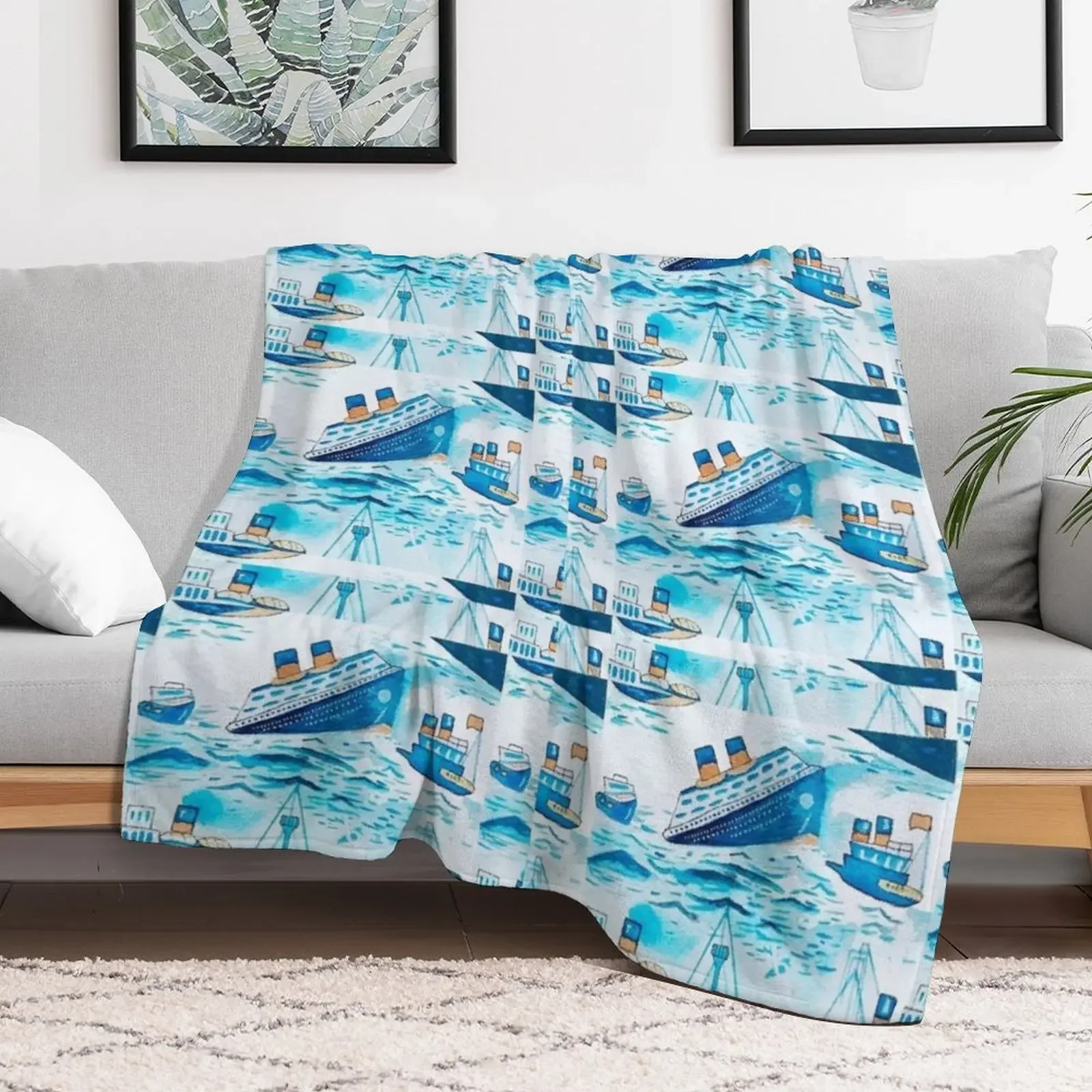 Ferry Boat Scrub Cap Throw Blanket Versatile Cozy Throw Blanket for All Occasions
