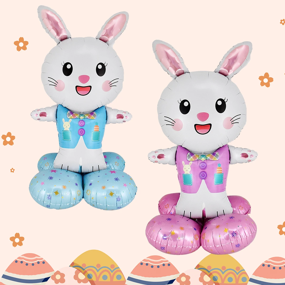 1set Blau Rosa Stand Sockel Ostern Kaninchen Luftballons Osterhase Ballon Ostern Party Dekorationen