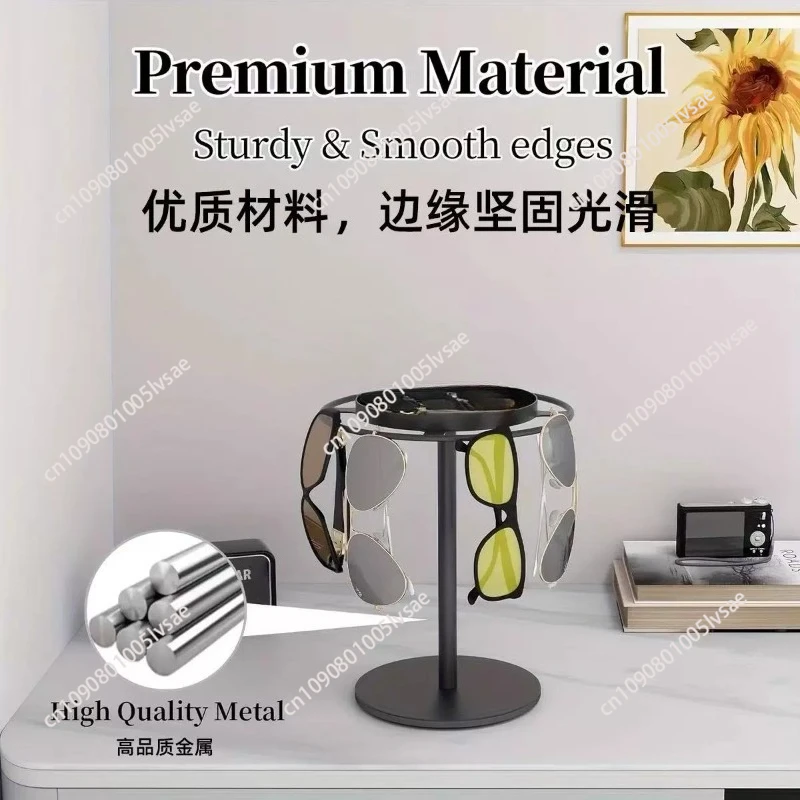 Rotating Sunglass Organizer Eye Glass Display Stand 360-degree Rotation With Tray Jewelry Storage Organizer Detachable Home