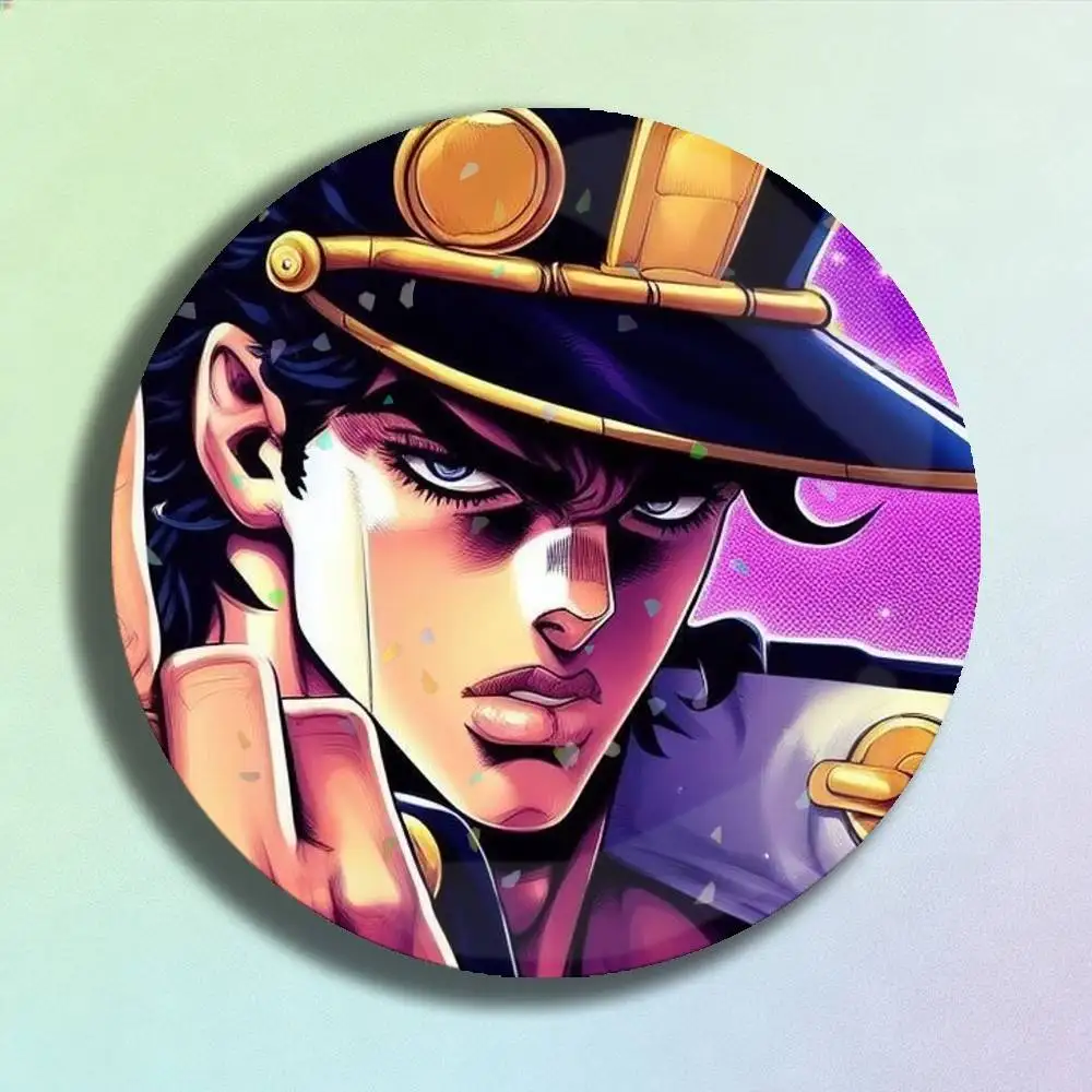 Anime JoJo Kujo Jotaro Badge Stage Brooches on Backpack Clothes Handmade Round Enamel Pins for Jewelry Gift Bag Accessory