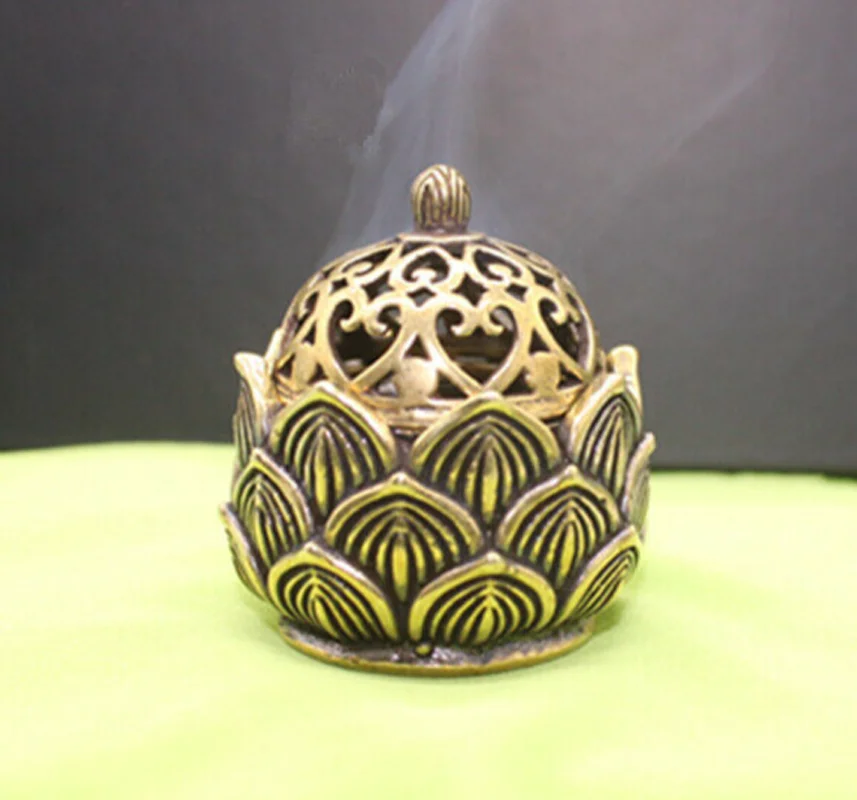 Brass Vintage Cone Incense Burner Holder Small Censer Home Office Decoration