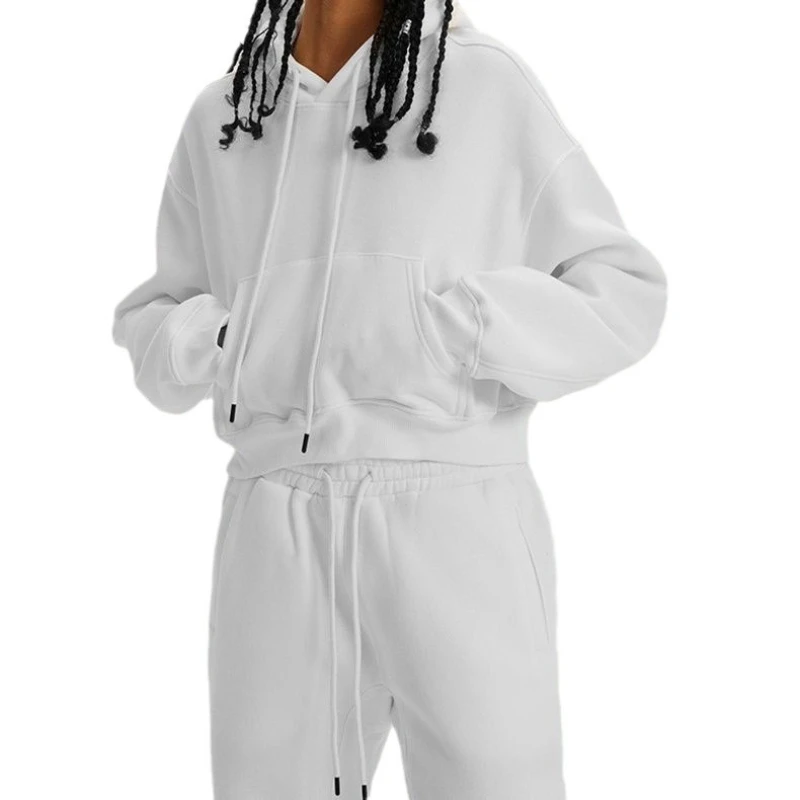 2025 Autunno e Inverno Moda Pendolari Donna Con Cappuccio Girocollo Maglione a maniche lunghe Pantaloni con lacci Abito a due pezzi