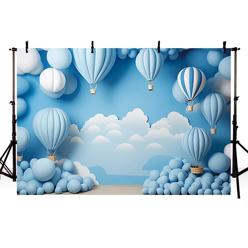 

Mehofond Photo Background Kids Birthday Party Newborn Portrait Cake Smash Decor Hot Air Balloons Photographic Backdrop Photozone