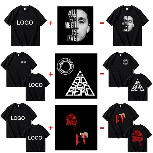 Imagen 2 del producto Camisetas estampadas de algodón personalizadas, Camiseta de manga corta a la moda para hombre, ropa de calle informal con personalidad para mujer, camisetas, Camiseta