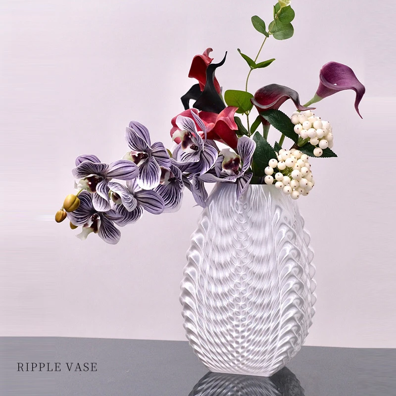 

Ripple vase ins wind high value living room high-end dried flowers gypsy stars rich bamboo water raising simulation vase