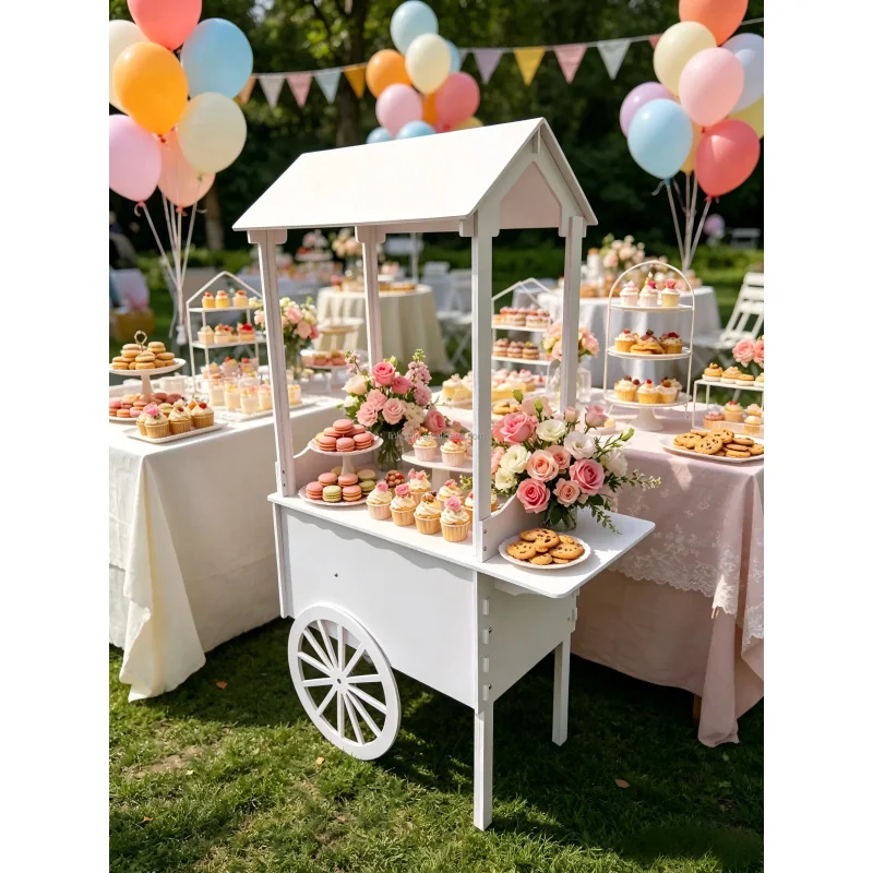 custom.Customized White PVC Flower Candy Bar Cart Simple Indoor Home Use Children's Dessert Party Event Decorations Br