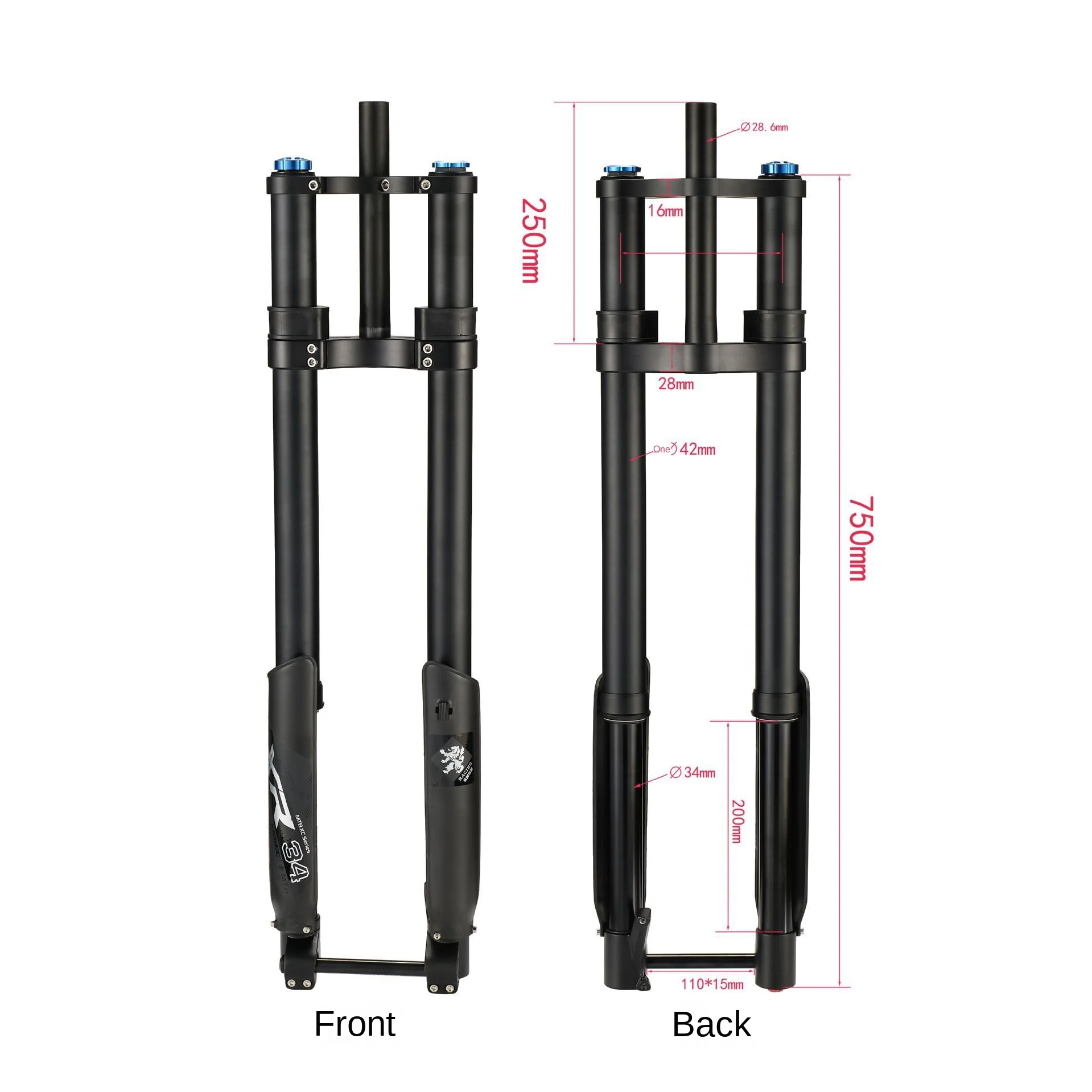 

26/27.5/29 Inch Bicycle Air Fork Shock Absorber Double Shoulder Inverted Front Fork with Alloy Crown for Mountain Bike Riding