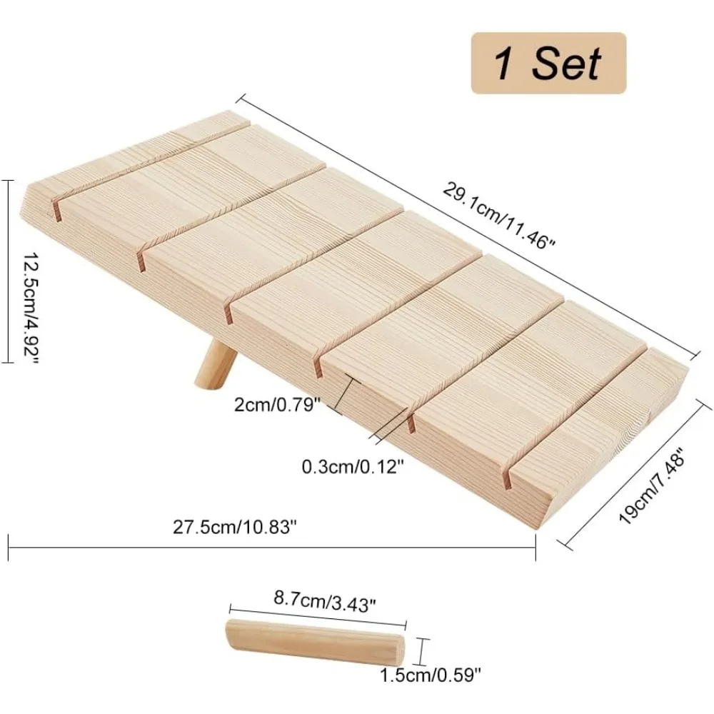 6-Slot Wooden Earring Display Stand Slant Back Wood Earring Card Holder Cornsilk Jewelry Earring Display  Holder