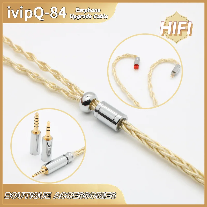 IvipQ-Cable de actualización Modular (2,5mm + 3,5mm + 4,4mm),8 núcleos de grafeno OCC Chapado en plata, Cable de repuesto para auriculares 0,78