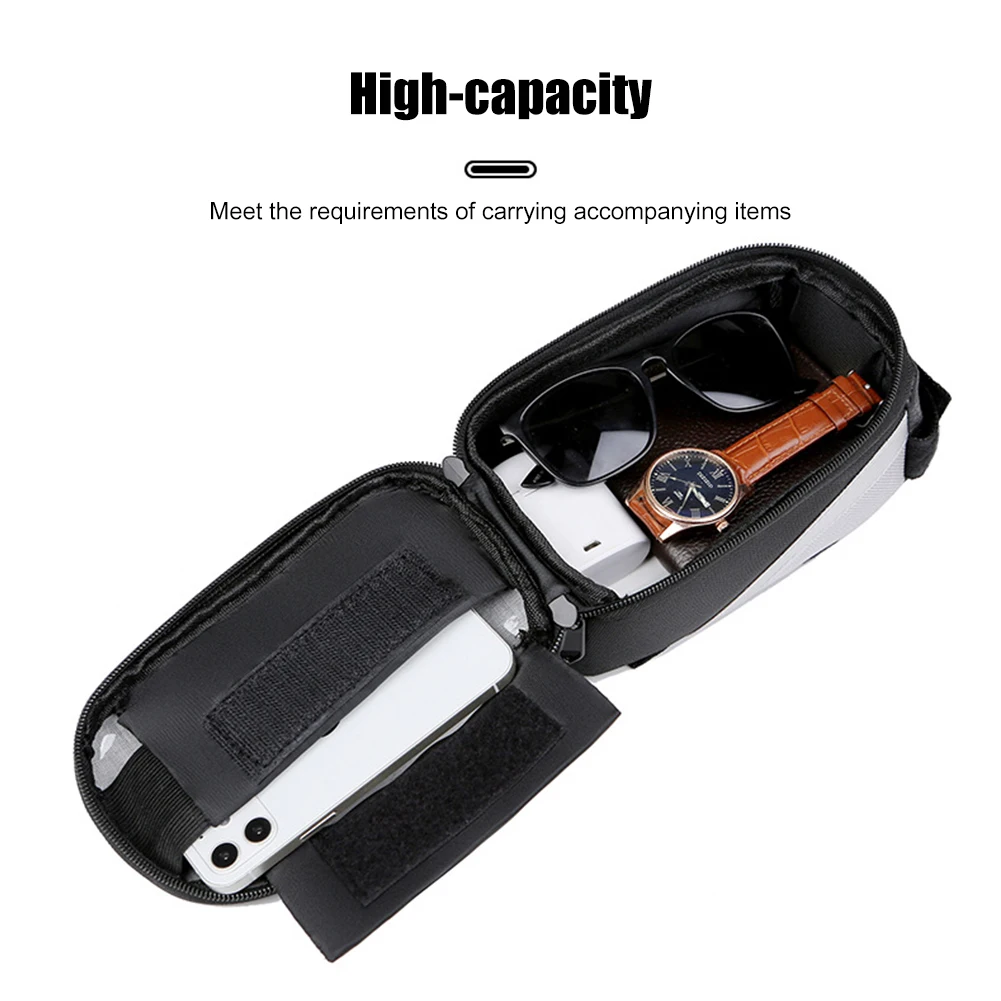

Reflective MTB Mountain Bike Bag Oxford Cloth Top Tube Touch Screen Mobile Phone Holder Case Cycling Accessories