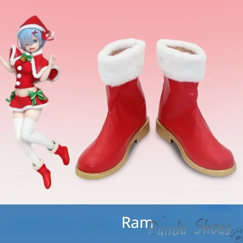 

Rem Ram Re Zero Обувь для косплея Аниме Красные ботинки Cos Comic Rem Рождественский костюм для косплея Опора Обувь для вечеринки на Хэллоуин