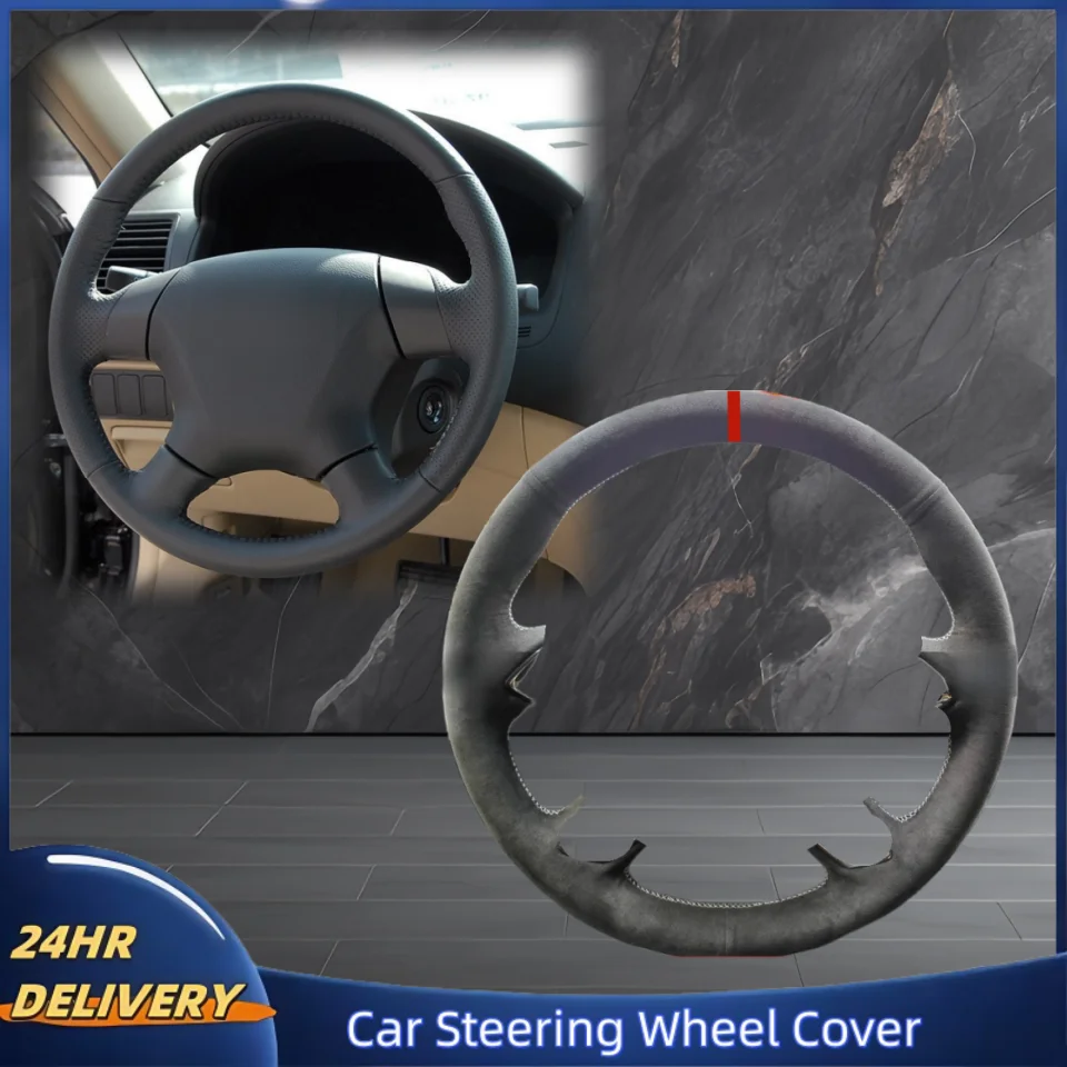 

DIY Hand-stitched Suede Leather Steering Wheel Cover For Honda Accord 7 Odyssey Elysion EX V6 2003 Car Interior Accessories