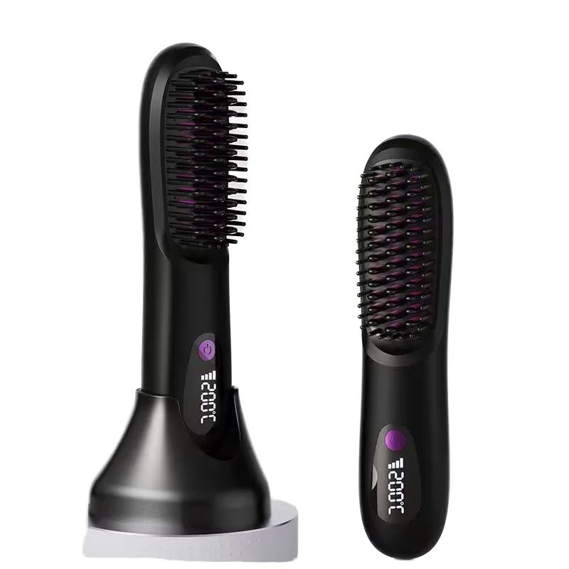 

2025 Идеи новых продуктов USB-зарядка Беспроводная портативная 3 в 1 Беспроводная прямая расческа для волос с отрицательными ионами и подставкой для зарядки