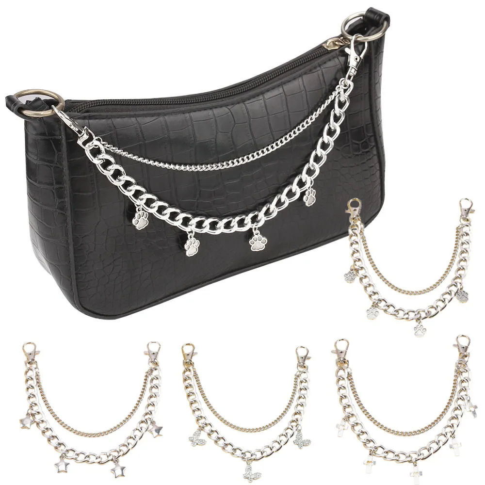 

Double-layer Metal Chain Strap For Bags Handle DIY Personality Butterfly Heart Star Pendant Shoulder Bag Chain Straps Crossbody