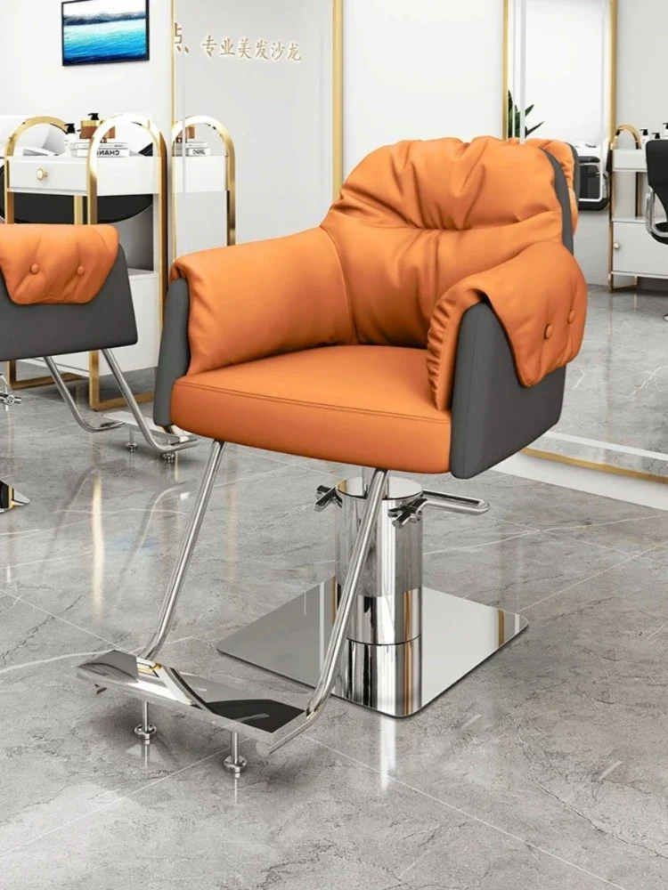 Barbershop Hair Salon Swivel Lift Barber Chair Luxury Perm Hair Dyeing Barber Chair Silla De Barbería Salon Furniture