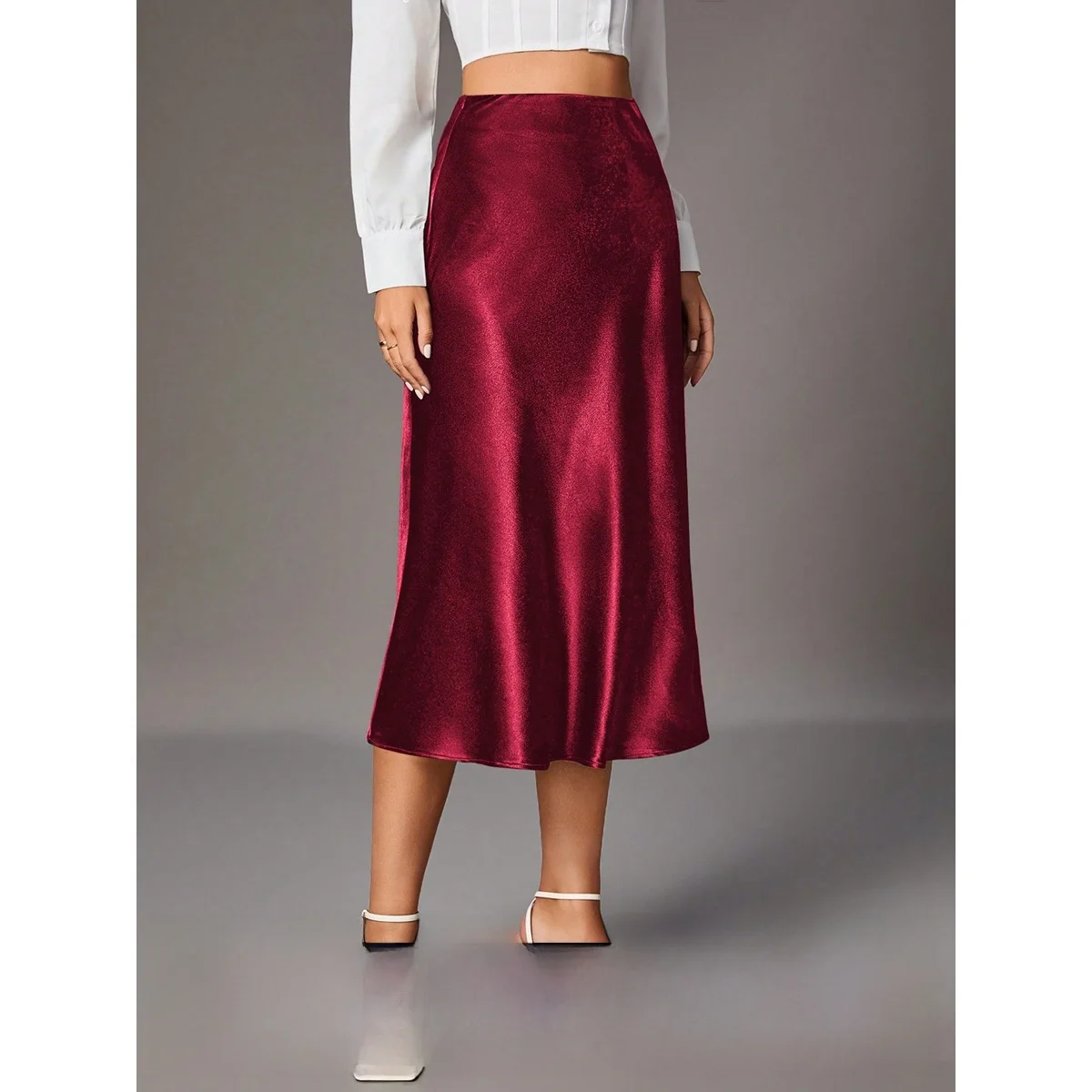 Elegant Silk Satin Half Skirt Independent Station Women's New Color High-End Feeling Small Size Simulation Silk Skirt