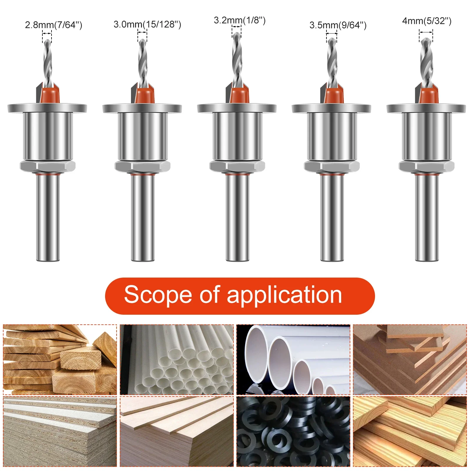 

Limit Countersink Drill Bit Set Adjustable Tapered Countersunk Drill Bit Set Alloy Steel Round Shank Wood Countersink Drill Bit