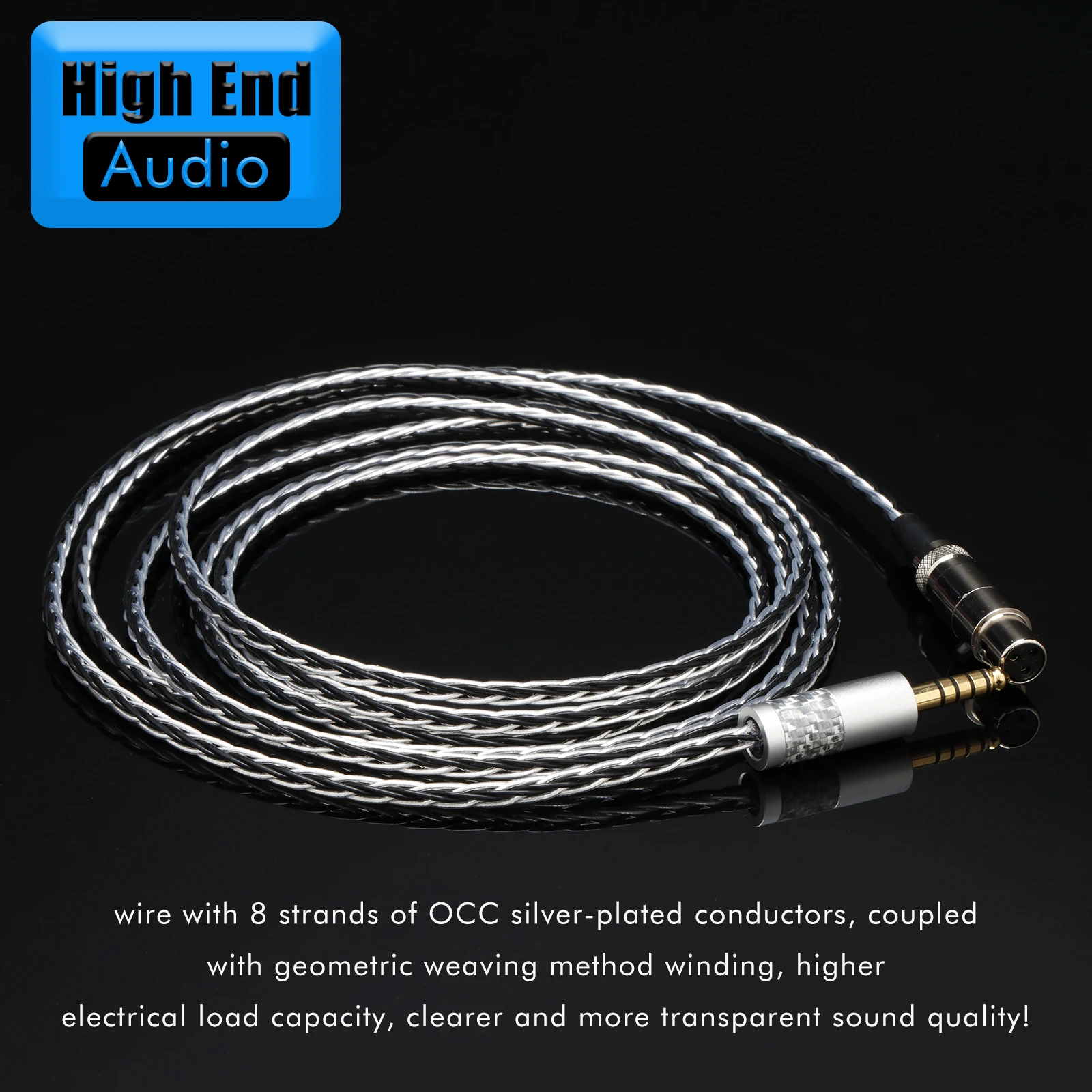 8Cores Mini XLR Balanced Earphone to 3.5mm 4.4mm 6.35mm 2.5mm Earphone Cable OCC Silver Plated Adapter Cable