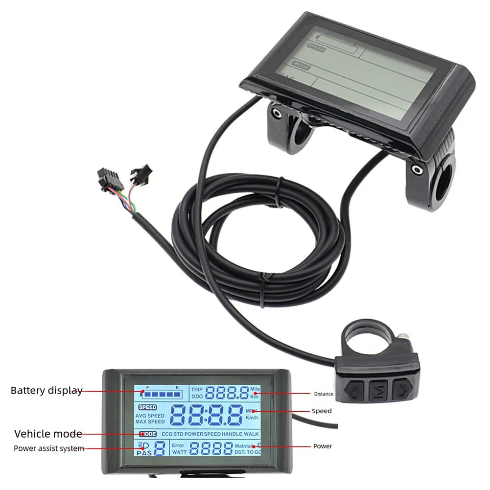 

Bicycle Speedometer LCD Speed Controller Support 36V 48V Vehicle Data Monitor ABS Shell Material Adjustable Backlight