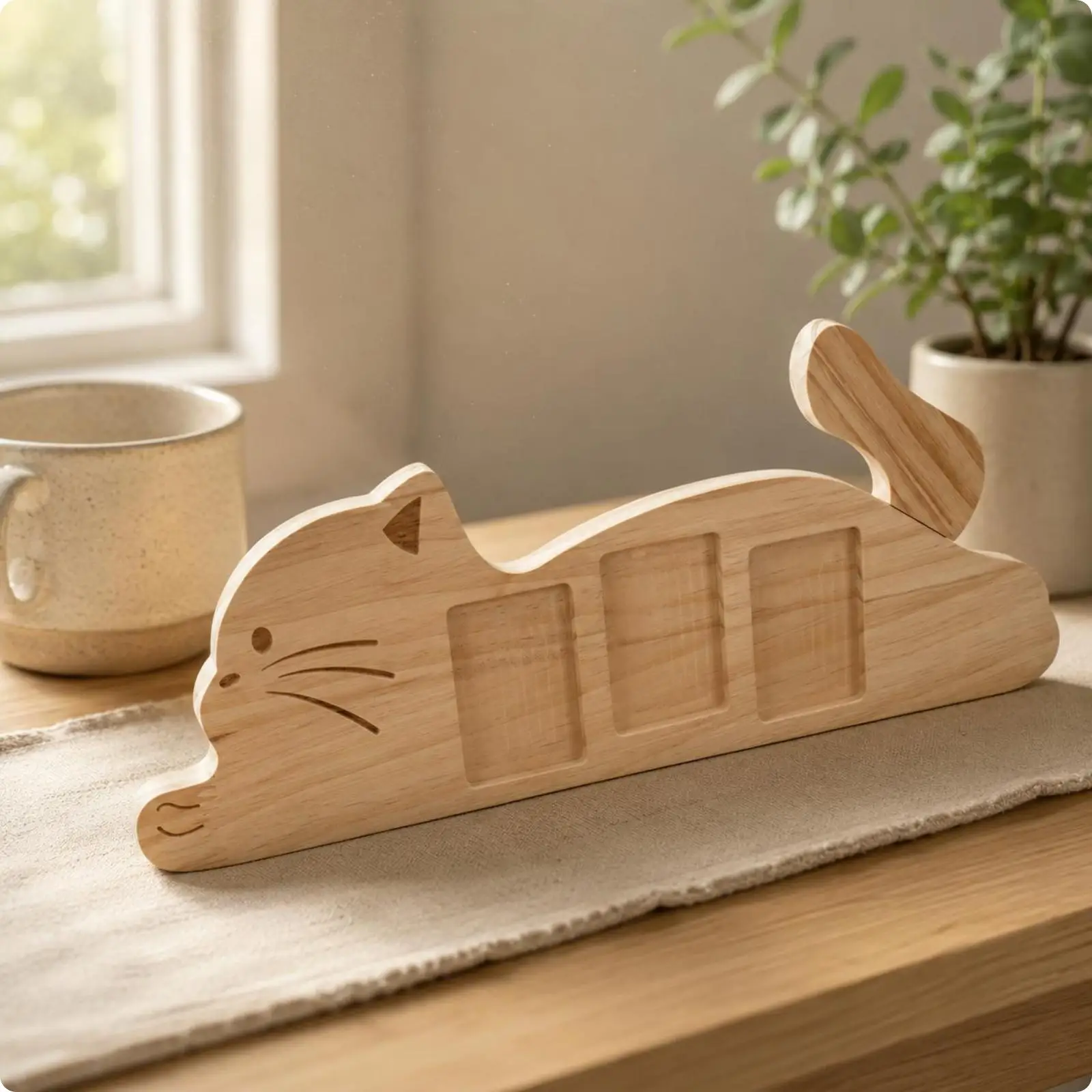 Cat Picture Frame Rotating Tail Cat Photo Frame for Office