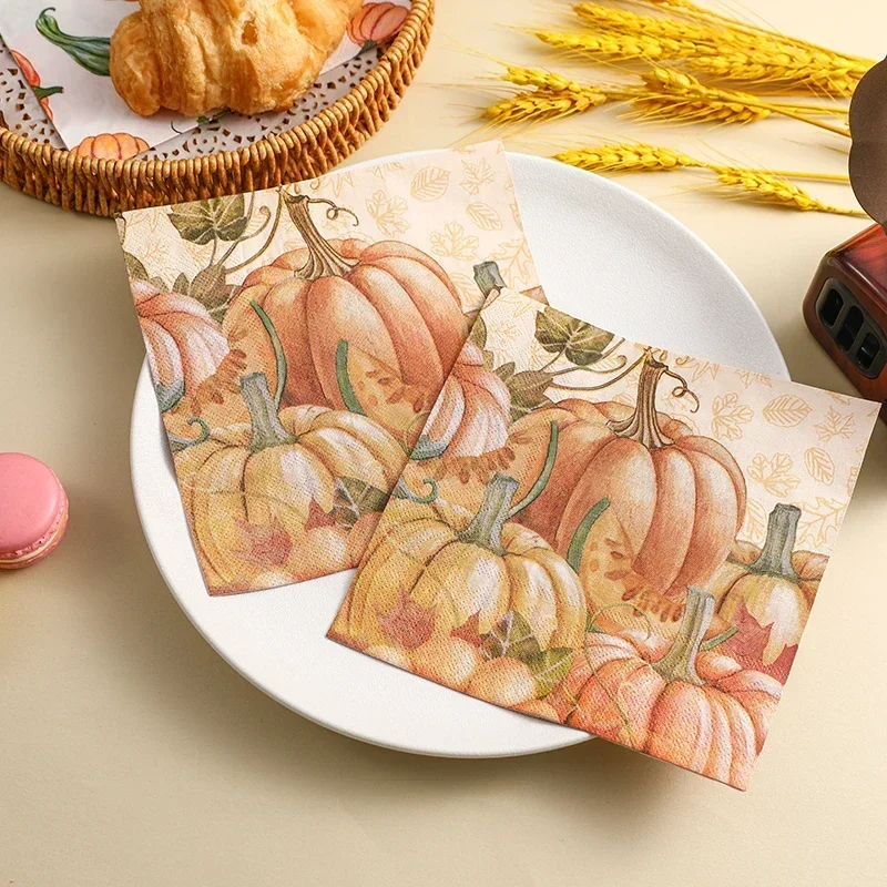 

10/20pcs 33cm 2Ply Thanksgiving Pumpkin Colourful Paper Napkins Party Napkins Decorative Paper Placemats Butterfly Bartlet Paper