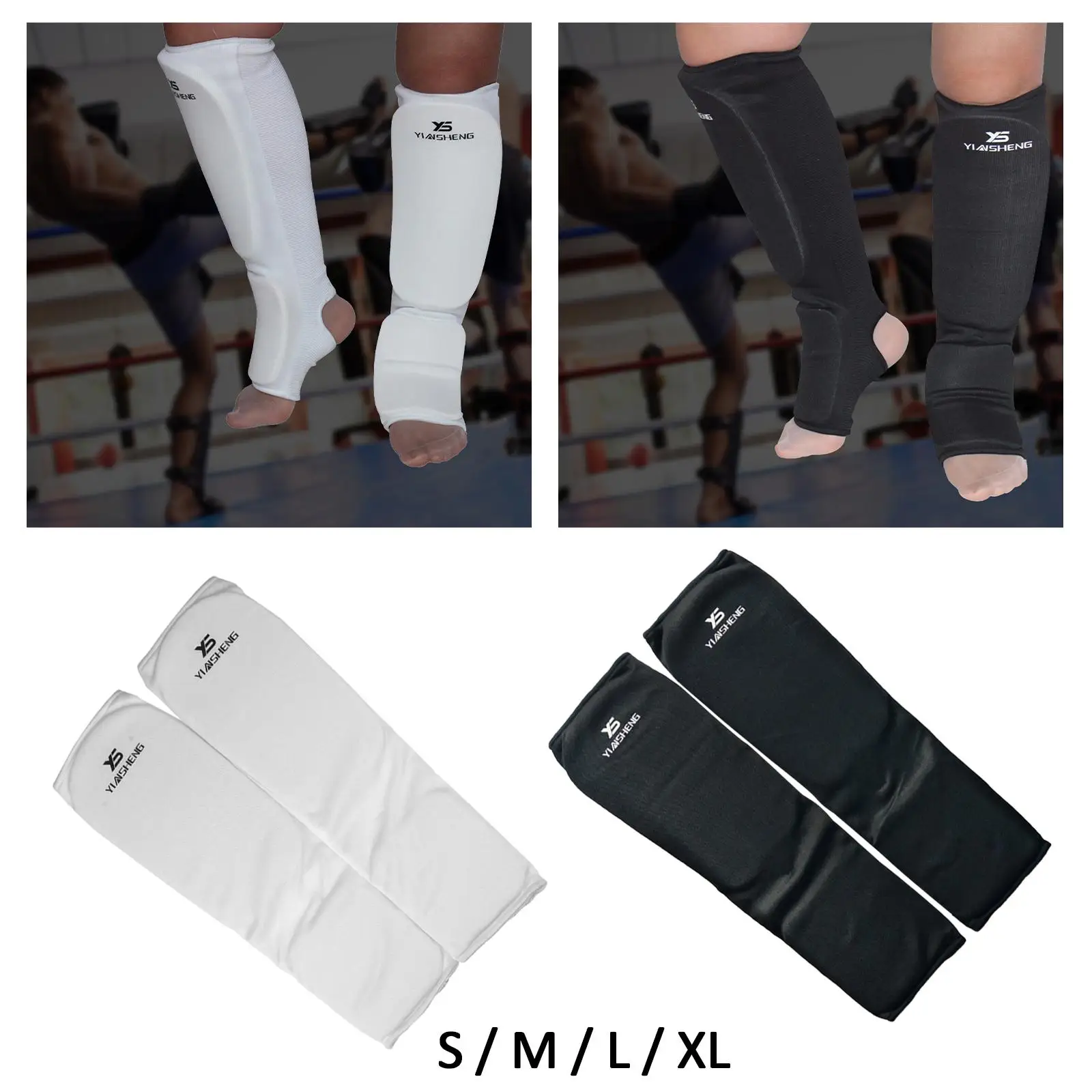 Kickboxing Shin Instep Guards Shin Instep Protector Elastic Comfortable Leg Instep Protection Pads for Martial Arts Mma Sanda