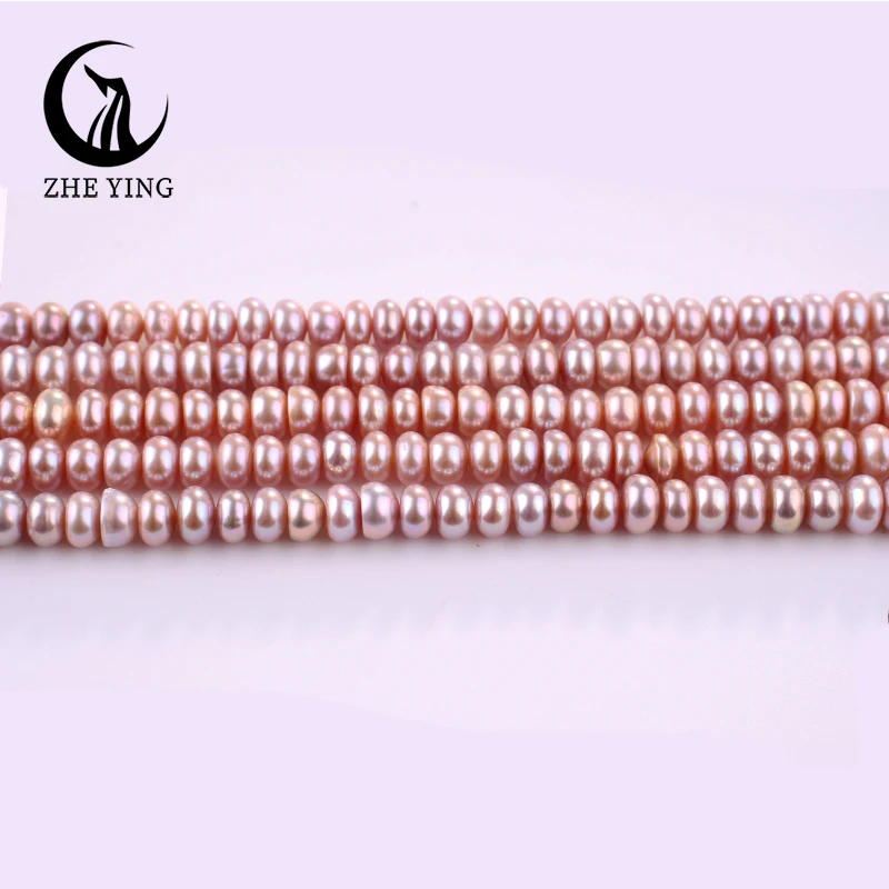 Zhe Ying 5A Pink Purple Freshwater Pearl Beads 100% Mother of Pearl Beads for Jewelry Making DIY Accessories