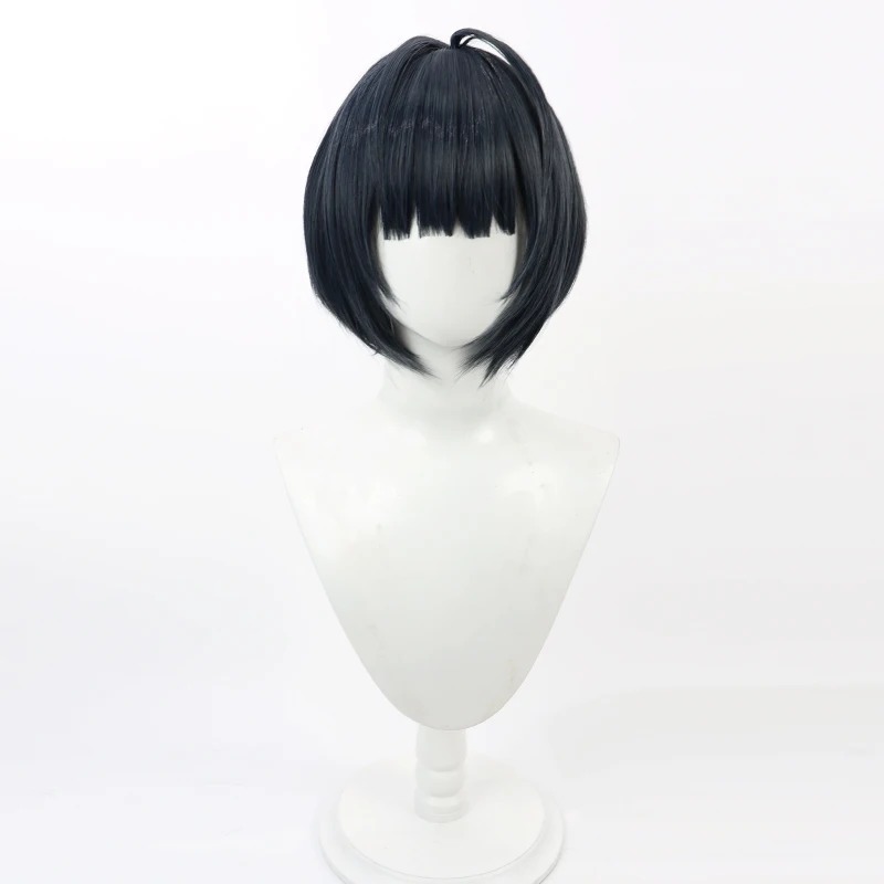 Megami Tensei Takemi Tae Cosplay Costume Prop Wig Short Deep Blue Hair