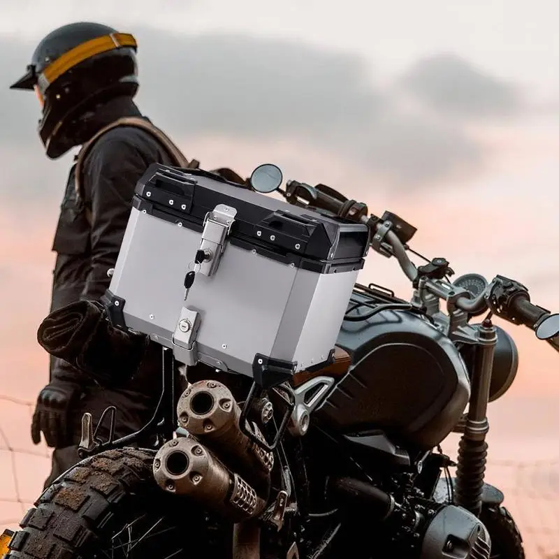 Top Box Motorcycle 45L Motorcycle Box Motorcycle Trunk Motorcycle Tail Box Bag With Anti-Theft Lock System Waterproof Dustproof