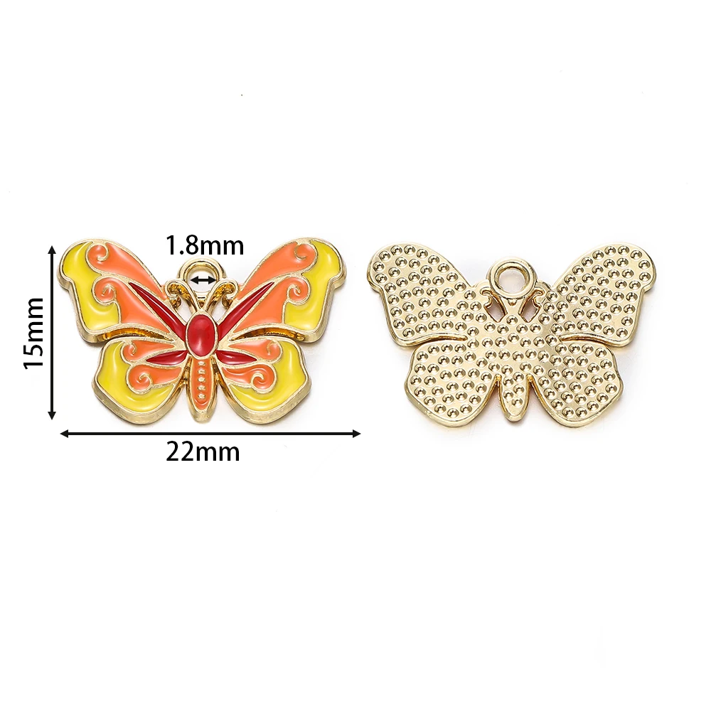 10Pcs/lot Enamel Butterfly Pendant Alloy Metal Animal Charm For DIY Necklace Bracelet Jewelry Making Accessories