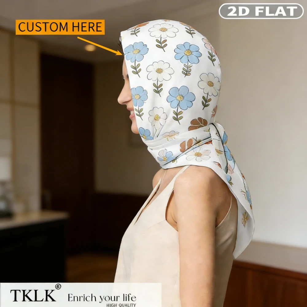 

1pc Custom Photo Satin Scarf Women's Headwear - Personalized with Your Images & Logo, Luxury Square Scarf & Neck Wrap