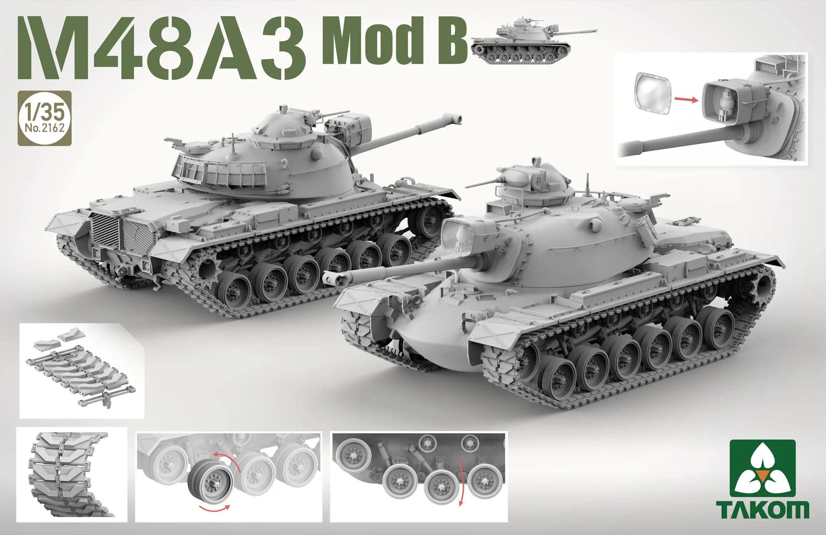 TAKOM 2162 1/35 M48A3 Mod B Assembled Tank Model