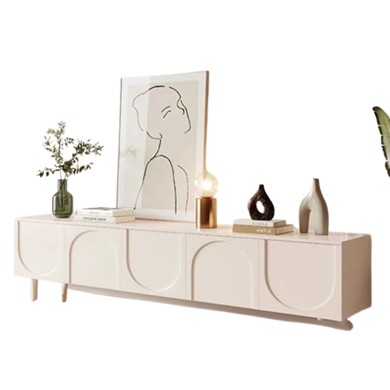 Meja TV Putih Modern untuk Ruang Tamu, Meja TV Mewah dengan Laci, Meja TV Desainer untuk Penyimpanan, Meja TV Universal, Furnitur Rumah