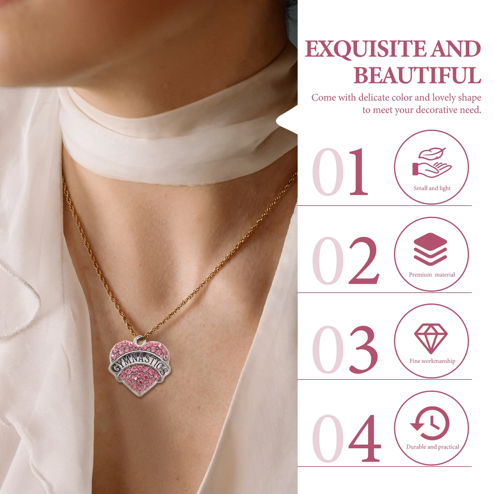 

5pcs Gymnastic Jewelry Pendant Heart Charms Diy Bracelet Necklace Accessories Decorative Charms Making Supply Shiny