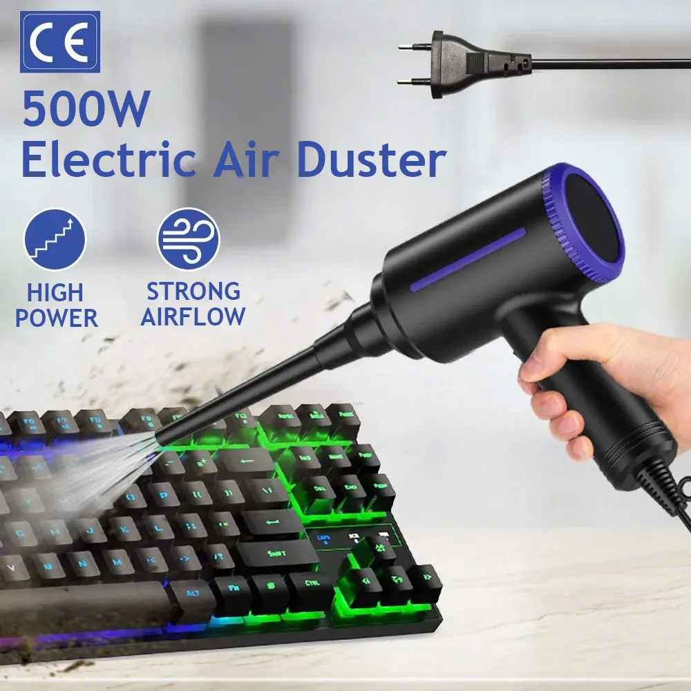 500W Electric Compressed Air Duster Blower Canned Air Spray for Computer PC Keyboard Clean Hair Dryer,Air Pump for Inflatables