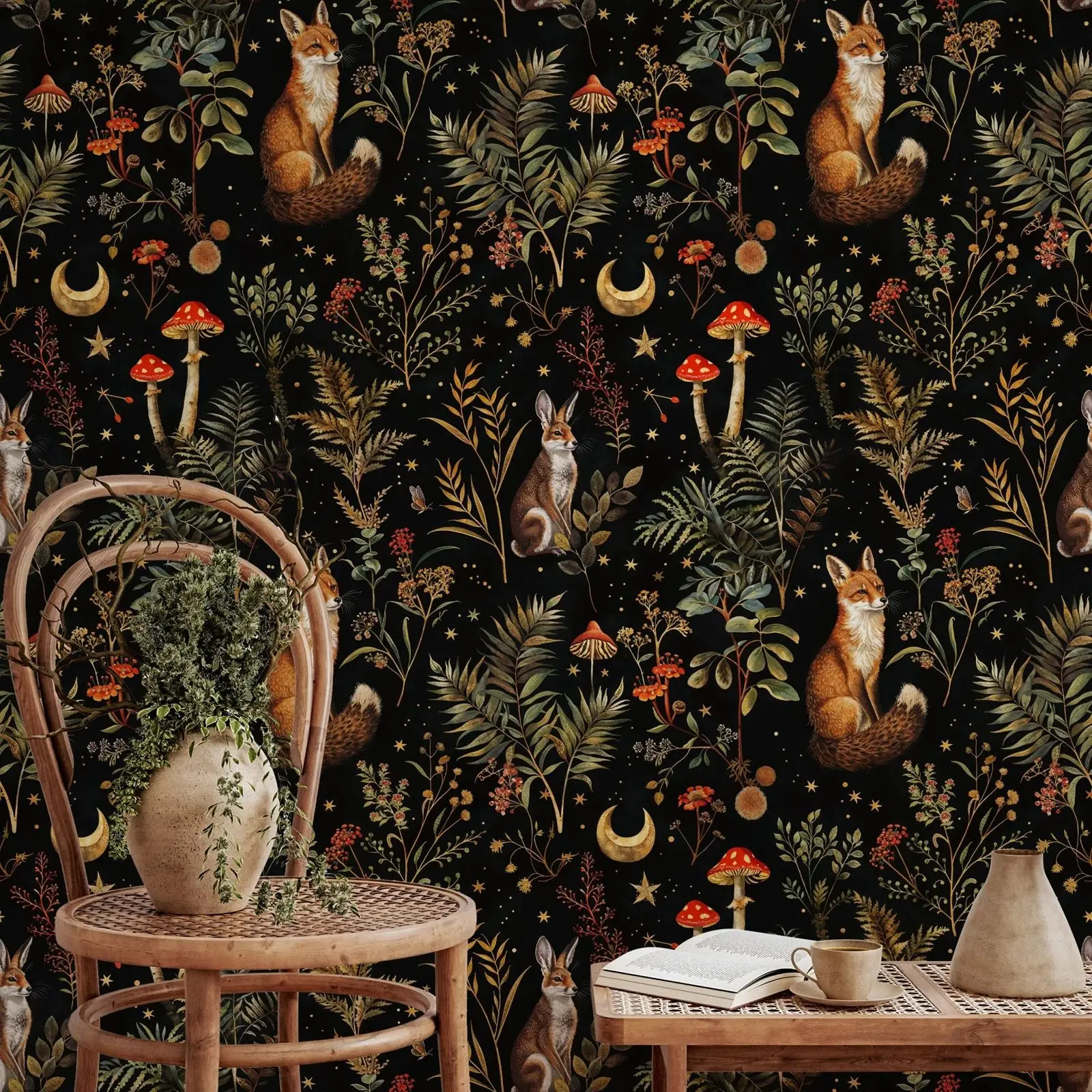 

Обои для детской комнаты с лесом, очаровательные обои для спальни с лисой и кроликом, очаровательные наклейки на стену, 50 см * 300 см