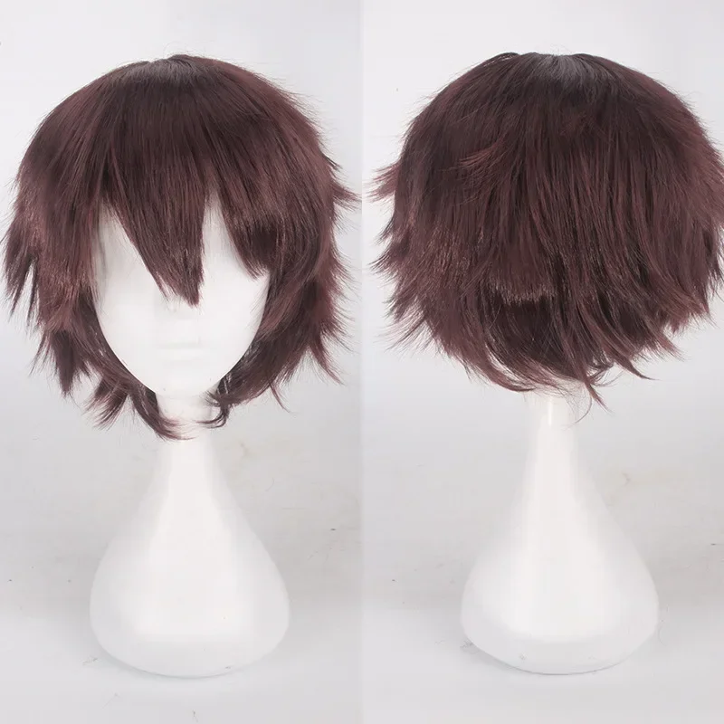 Spiky Short Cosplay Wig 30cm Black Synthetic Hair with Fluffy Ends for Anime Men Women Halloween Party Costume