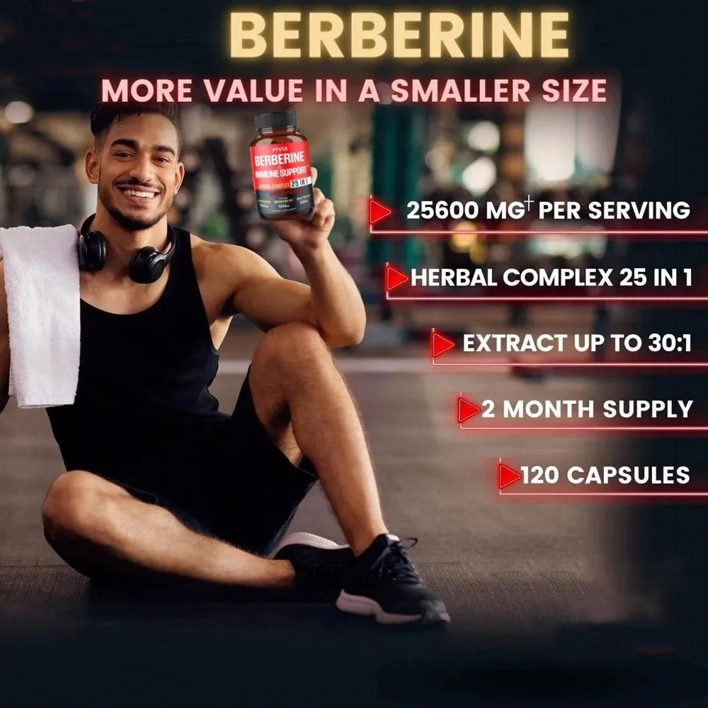 Premium Berberine Supplement Capsules Supports Heart Health Immune System Healthy Food