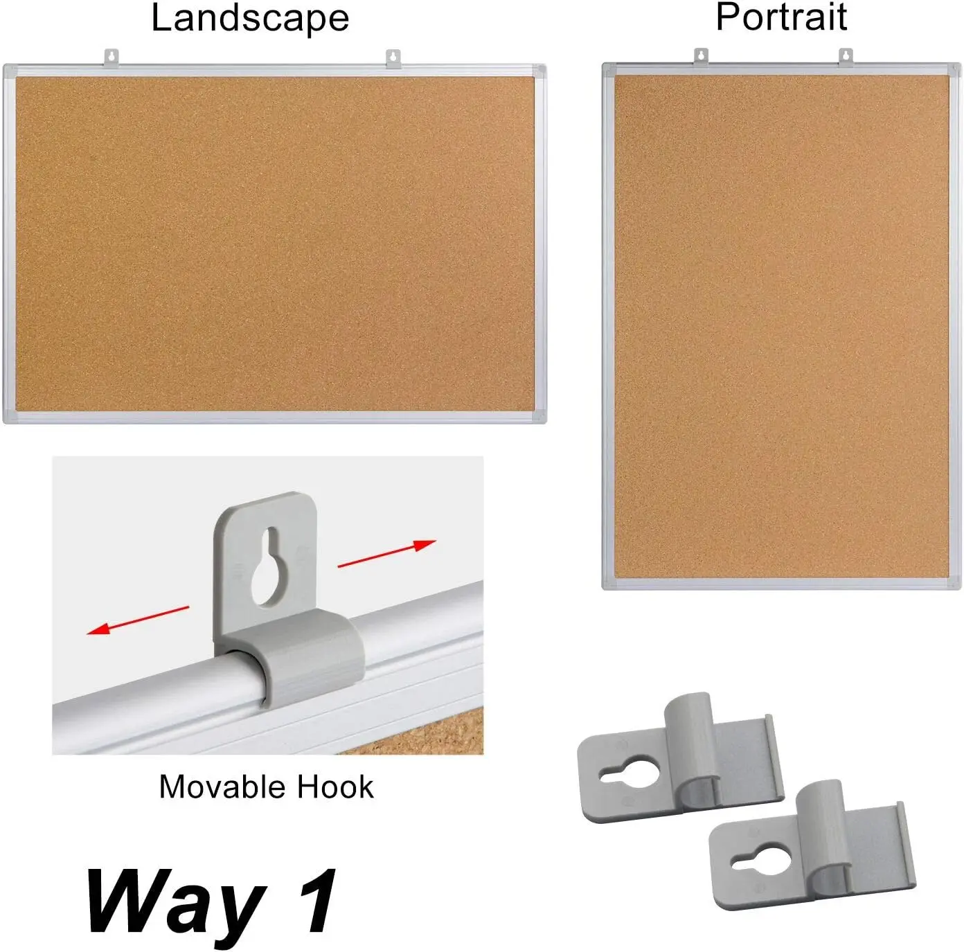 Alumínio Emoldurado Corkboard para Parede Cortiça, Escritório Board, Grande Wall Mounte, Prata, 36x48, 4x3, 2 Pack