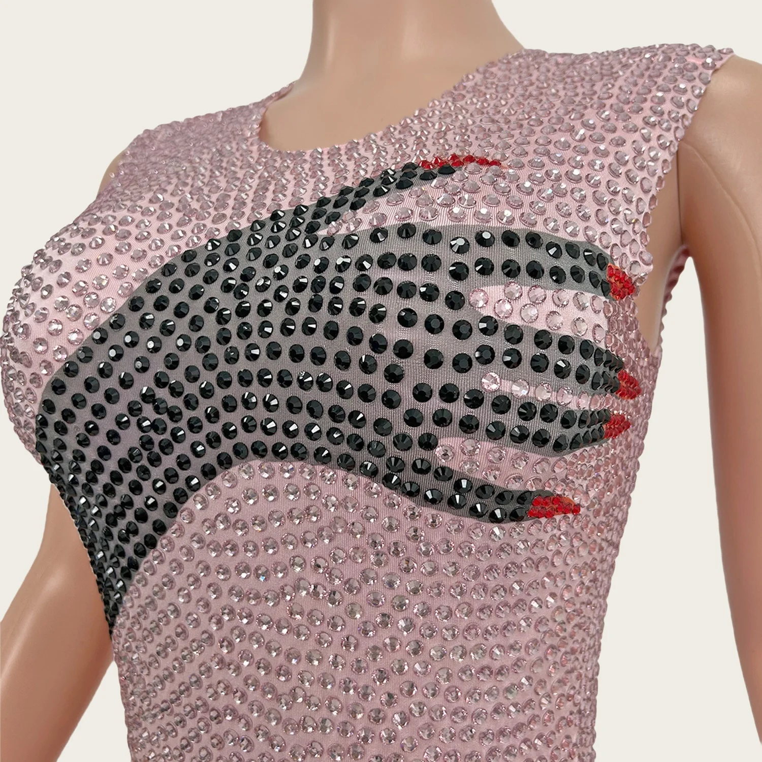 

Heishou Women Celebrate Party Stage Show Sexy Classic Outfit High-end Sparkly Rhinestone Tight Fitting Jumpsuit with Gloves Suit