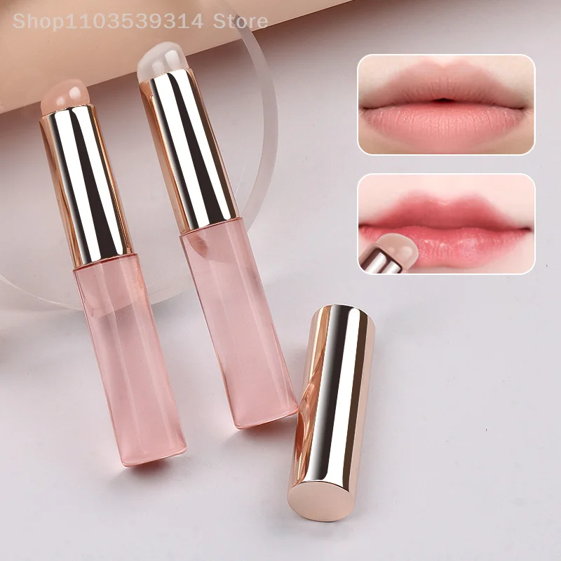 Pinceau de maquillage en silicone à tête ronde pour correcteur, accessoire portable, doux, pour rouge à lèvres